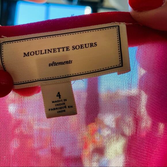 ANTHROPOLOGIE Moulinette Soeurs Pink Red Sequin Sheer Tank Top Blouse Shirt 4 - Picture 8 of 9